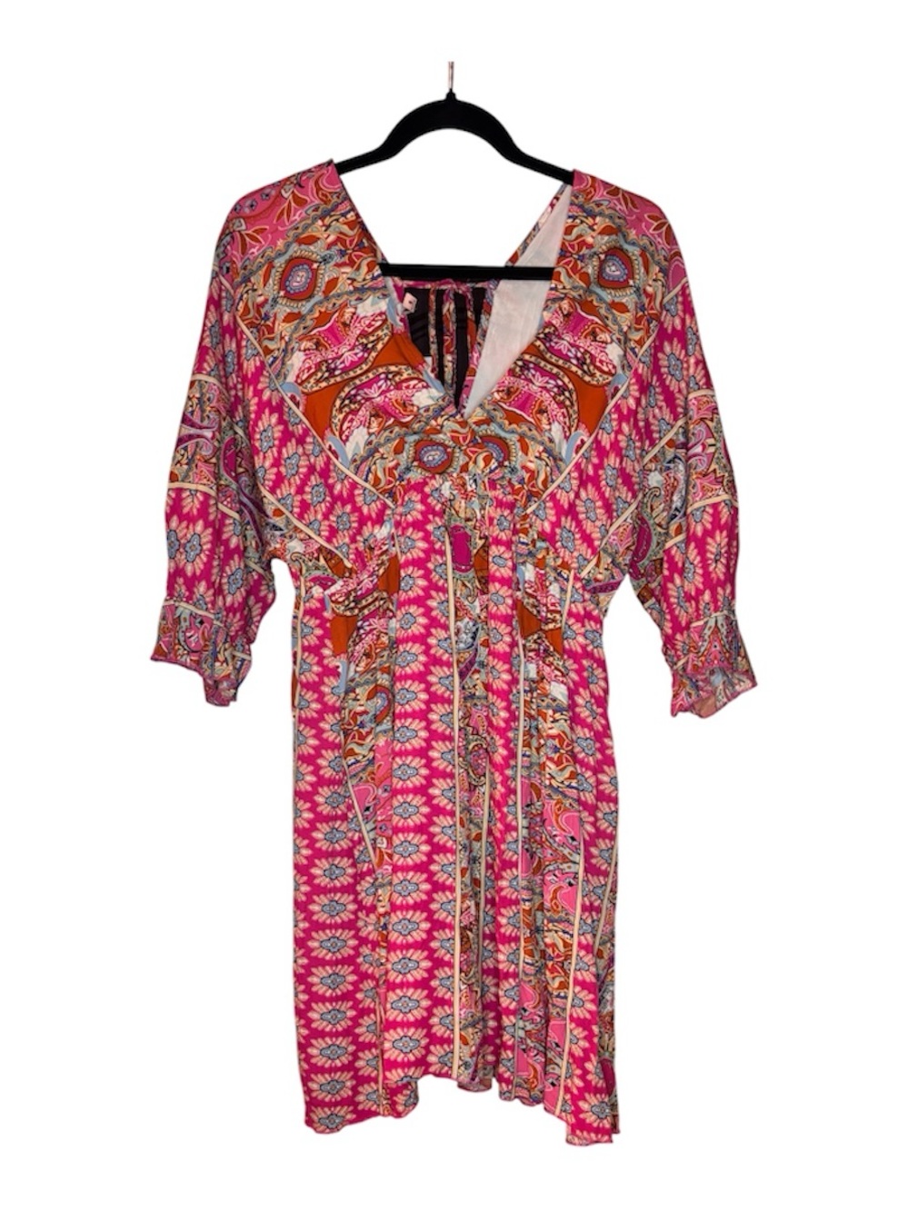 Boho Pink Paisley Mini Dress